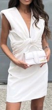 NWT Zara Plung XS white Ivory Twist Knot Mini Cocktail Dress 7941/460 $119