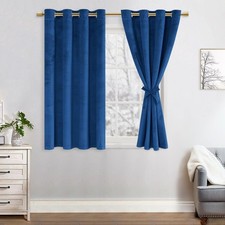 Blackout Velvet Curtain, Set of 2 Soft Opaque Curtains with Eyelets for...