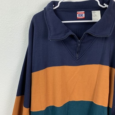 Vintage 90s Athletic Works Men's XL Quarter Zip Rugby Colorblock