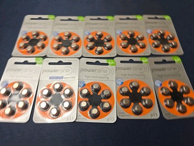 Power One Hearing Aid Battery Size P13 - Lot of 10 ~60 Batteries - Exp 12/2024