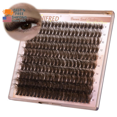 Brown Lash Clusters Dark Brown Individual Lashes Wispy Thick Volume Lash Extensi