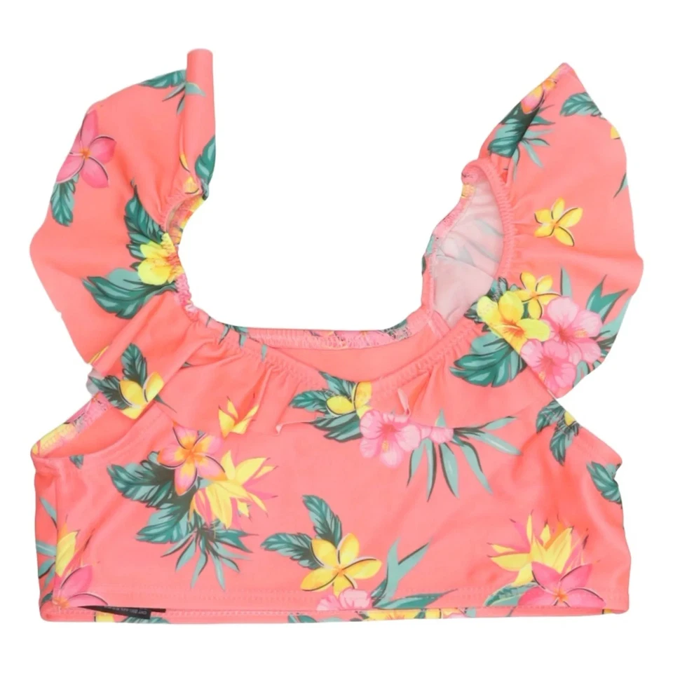 H&M, bikini, taille : 110/116, élasthanne/polyester, rose/jaune/vert, fleurs ... - Photo 1/4