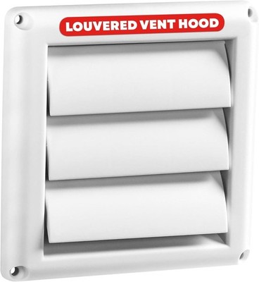 Deflecto Supurr-Vent 4  Outdoor Dryer Vent Cover White Louvered Wall Hood with G