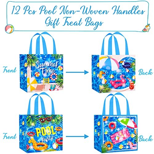 12 Stück Pool Party Gastgeschenke Geschenktüten Sommer Strand Schwimmen Motiv Vlies Geschenk - Bild 5 von 7