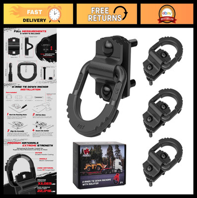 Heavy Duty D-Ring Tie Down Anchors 10 Ton Capacity, 4 Pack with Mounting Hardwar