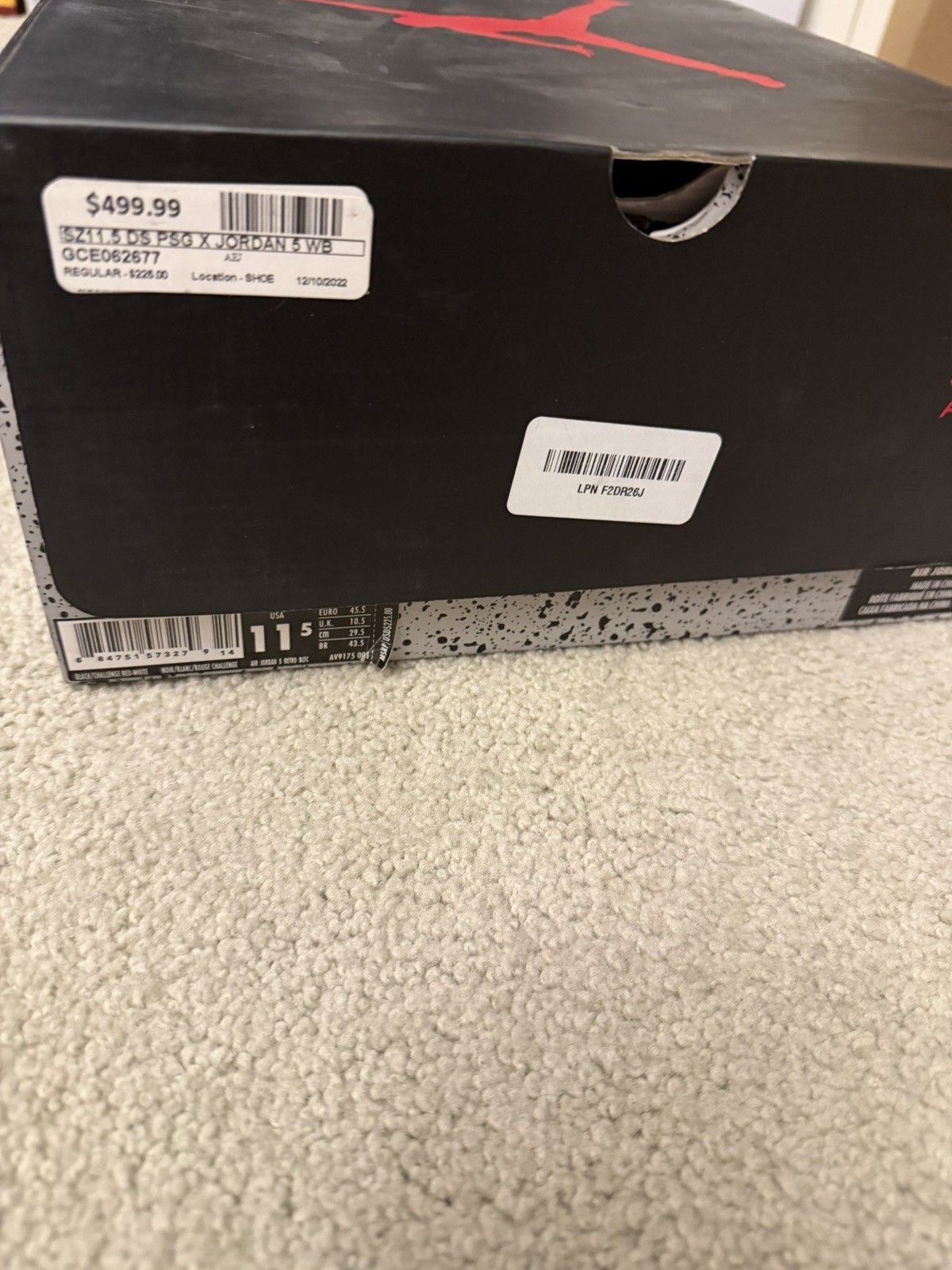 Paris Saint-Germain (PSG) x Air Jordan 5 Retro Size 11.5 w/ Box AV9175-001 image 8