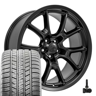 20x9/20x10 Satin Black 10369 Rims, Tires & TPMS Set Fit Charger Challenger