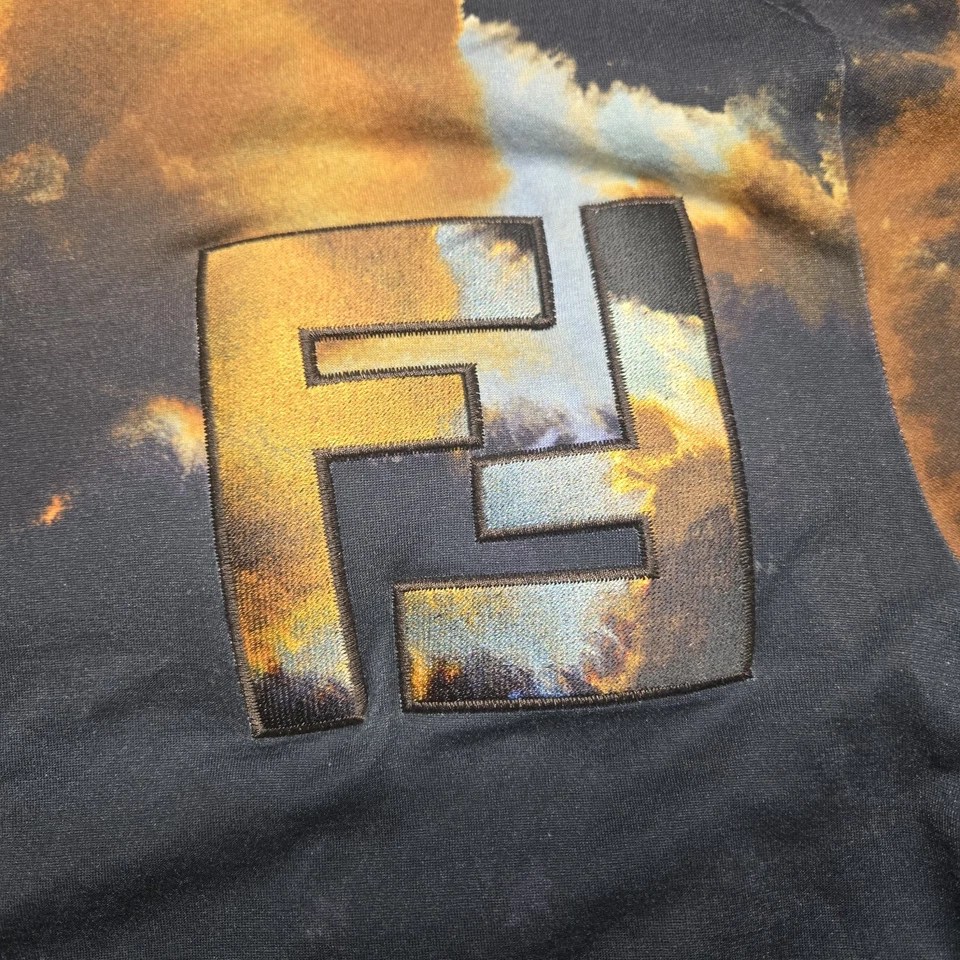 FENDI Roma Made in Italy FF Logo Bleached Cloud Tee M Authentic w/ POIZON Cert - Image 2 of 4