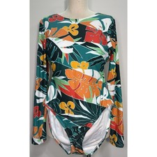 Vince Camuto One-Piece Swimsuit Bathing Suit Long Sleeve Floral Size 12 NWT