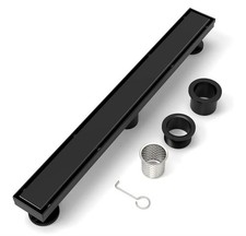 BRÜUN Scarico Doccia Lineare 24" Nero Opaco Canale Scarico a Pavimento con Pannello Rimovibile
