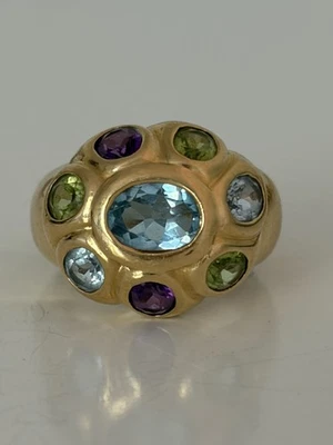 7868- Bague Vintage Or Jaune Pierres Fines - Photo 1/4