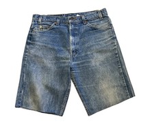 Vintage Levi's 505 Shorts Men 34 Blue Cut Off Orange Tab Faded Grunge Denim 90s