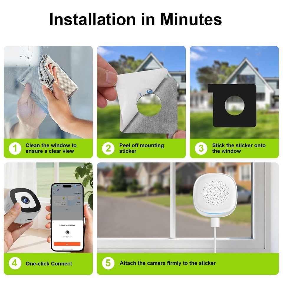 W3 Window Camera 2K Window Camera, 2.4GHz & 5GHz WiFi6 Indoor Cameras for Home Security ...