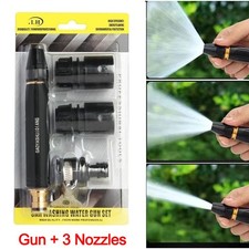 High Pressure Water Spray Gun 3 Metal Brass Nozzles Car Garden Lawn Wash Tools