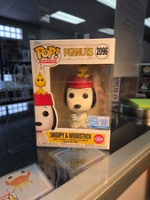 Funko Pop! Peanuts - Snoopy & Woodstock (Flocked) Exclusive #2096 W/ Protector 