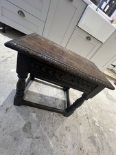 Antique old charm carved oak stool/table