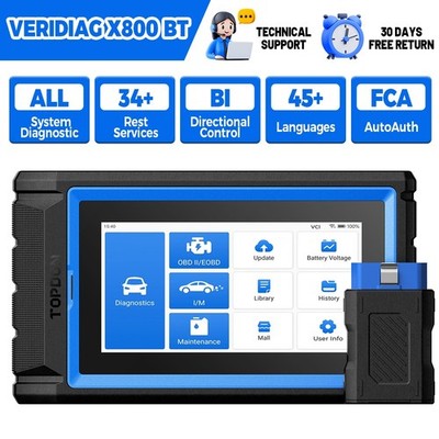 TOPDON VeriDiag X800 BT OBD2 Scanner Bidirectional 34+Reset Upgraded of AD800BT
