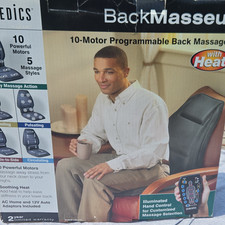 HoMedics BackMasseur 10-Motor Heated Back Massage Cushion w/ Remote, Black