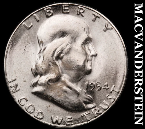 1954-S Silver Franklin Half Dollar - Ch Gem Brilliant Unc++++  Lustrous  #G8220