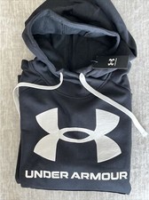 Under Armour Plus Size Women's Rival Fleece Logo Hoodie Black White 2X NWT