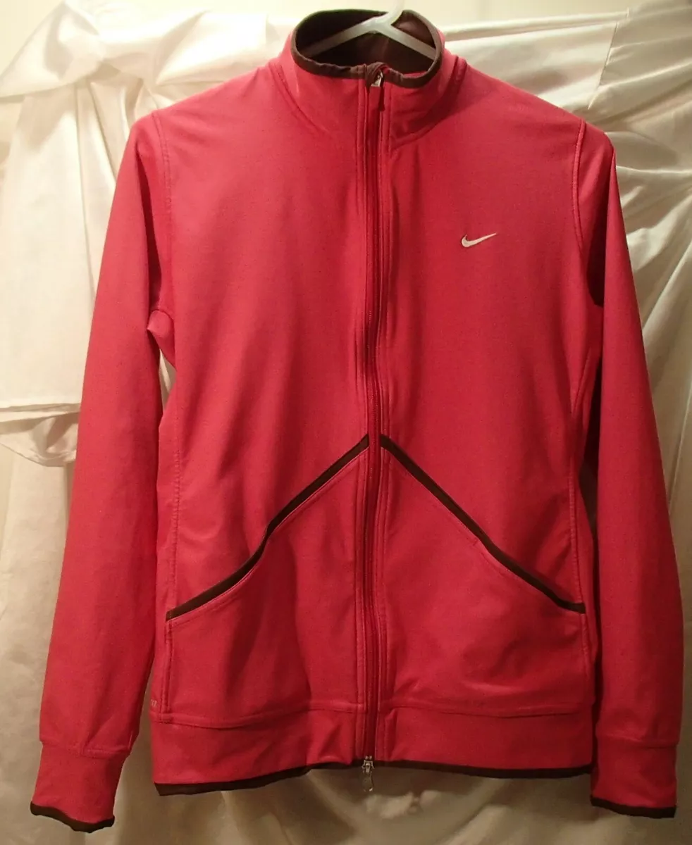 Nike Dri Fit Polyester Spandex Pink Full Zip Running Jacket Womens