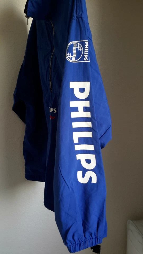 Vantage Philips Racing Team Mens L Windbreaker Pullover Jacket  Blue Mesh Lined - Image 3 of 4