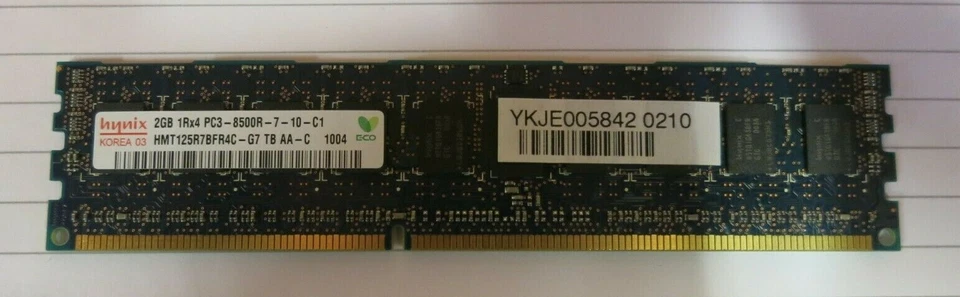 Hynix HMT125R7BFR4C-G7 4GB (2x2GB) 1Rx4 PC3-8500 DDR3 ECC 240P CL7 Server Memory - Image 3 of 4