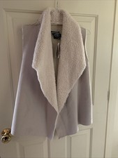 Chelsea & Theodore Faux Fur Vest Nwt Size Medium Oyster Bts Fall Chill
