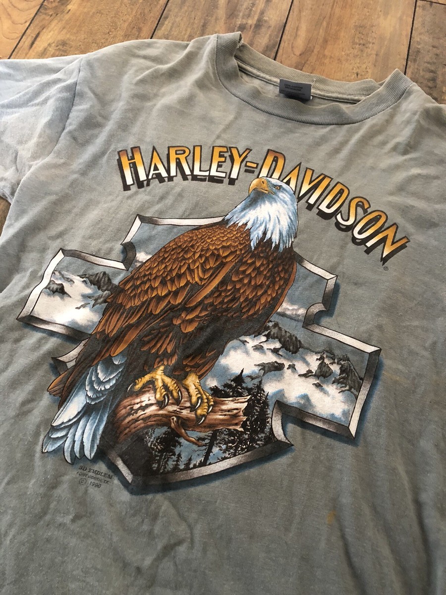 Vintage 1990 3D Emblem Harley Davidson Motorcycles Eagle Daytona