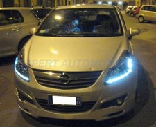 FARI DAYLINE OPEL CORSA D CROMO O NERI A LED DEVIL EYES LED DIURNI