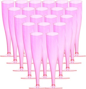 Pink Disposable Champagne Flutes One Piece Plastic Glasses Neon Hen Nights Ebay