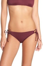 THE BIKINI LAB 147282 Women's Side Tie Bikini Bottom Swim Burgundy Sz. Medium