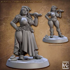 Alfhild - Northwoman Pinup Fantasy Miniature DnD RPG Tabletop Game Artisan Guild