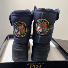 Polo Ralph Lauren kids Snow Boot Size US 6 Navy Plaid Hamil Ten II EZ
