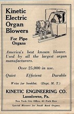 1927 KINETIC ELECTRIC ORGAN BLOWERS FOR PIPE ...