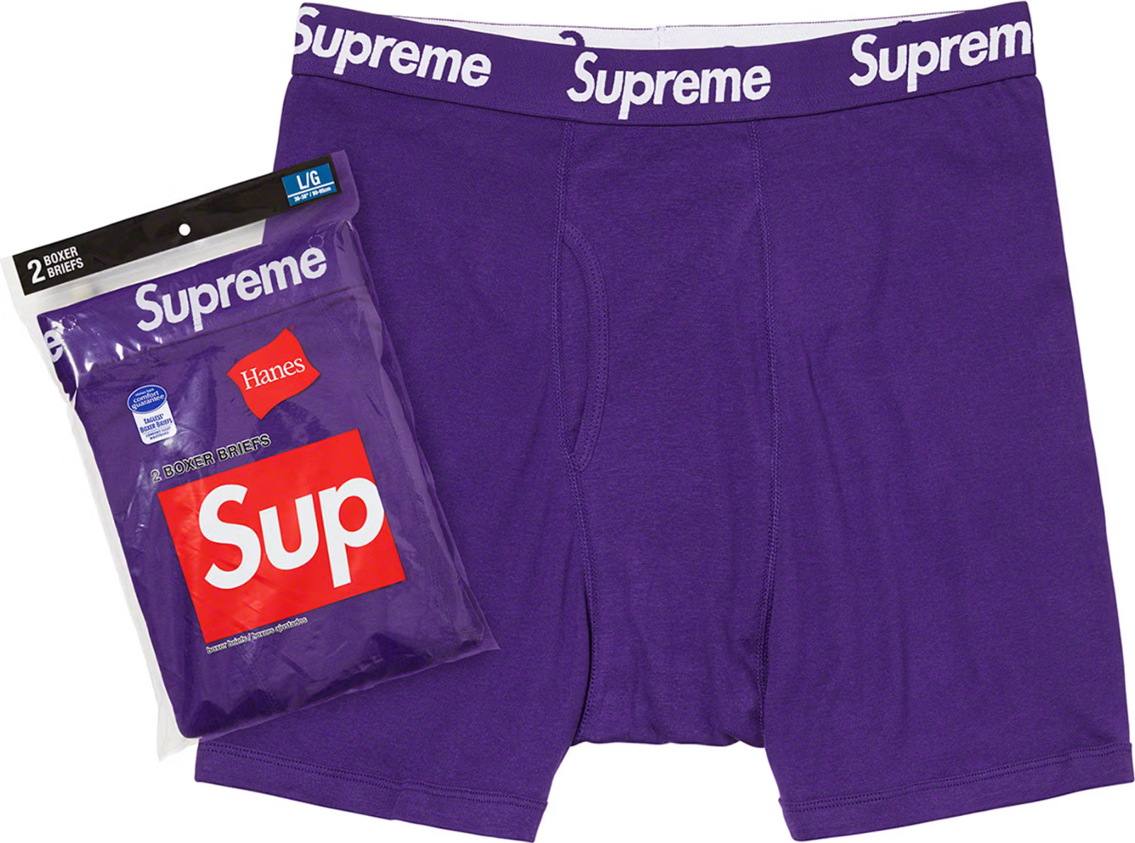 Supreme x Hanes Purple Boxer Briefs LARGE 2 PACK RARE LIMITED