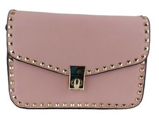 Women's Gold Studded Cross Body Shoulder Bag Red & Pink 