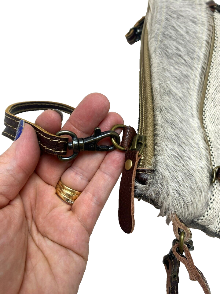 Myra Shoulder Bag Purse Crossbody Leather Strap Canvas Woven Western