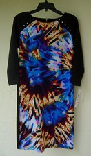 NWT TIANA B BLACK BLUE CAREER SHIRT DRESS SIZE 8 88