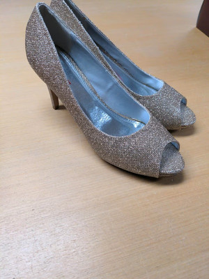 Peeptoes Glitzer Glitter Highheels Pumps Gold Gr 40