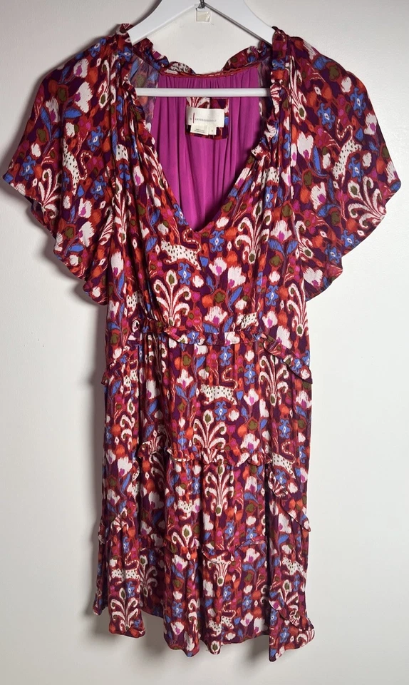 Vestido Anthropologie Robin para mujer pequeño en capas cachemir floral rojo Foto 3 de 4