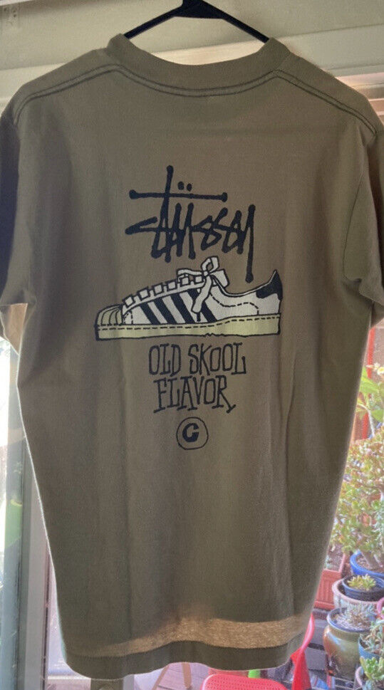 stussy Vintage Print T-shirt Logo OLD SKOOL FLAVOR Old School Flavor