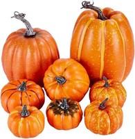 8Er Set Ernte Orange KüNstliche KüRbisse Herbst Deko Thanksgiving