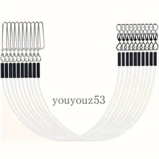 12pcs Fluorocarbon Fishing Wire Leader Line with Swivels Snap Kit Connect Tackle