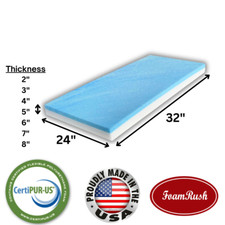 FoamRush 24" x 32" Cool Gel Memory Foam Seat Cushion Replacement Medium Firm USA