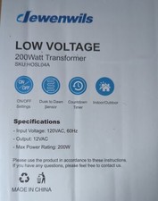 DEWENWILS 200WLow Voltage Landscape Transformer, W/ Timer and Photocell Sensor