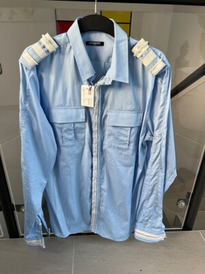 100%AUTH. SUPER RARE BALMAIN  MILITARY EPAULETTE SHIRT   SZ 42  NP 490   NEW!!