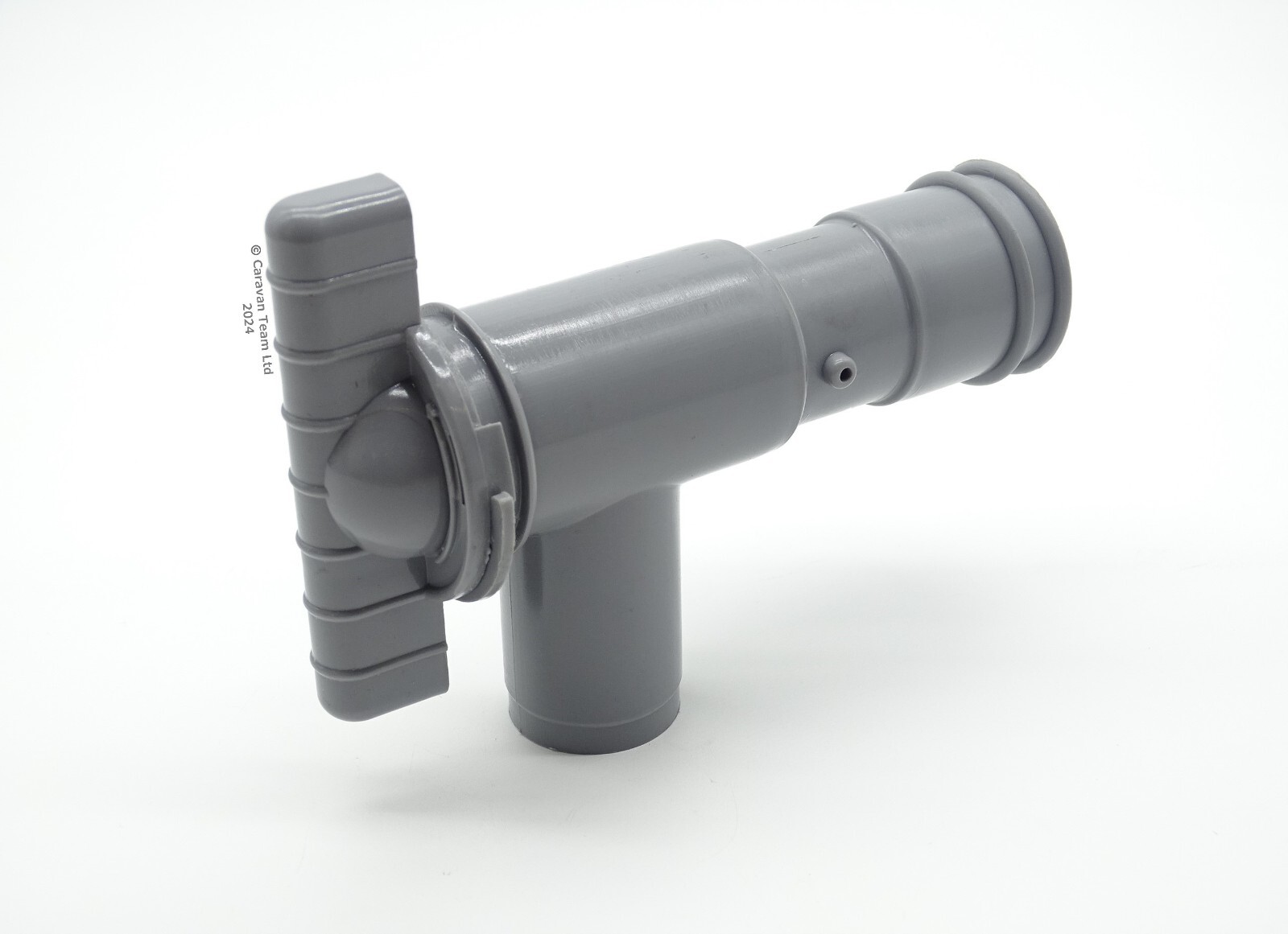 WASTE WATER TAP 28mm FOR RIGID PIPES ON CARAVANS & MOTORHOMES - GREY