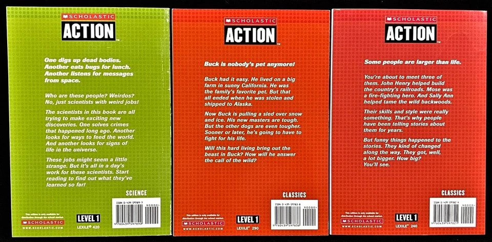6th and Up - Scholastic ACTION - LEVEL 1  (11 books)  for STRUGGLING READERS - Image 2 of 4