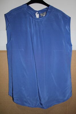 Peter Hahn women's blouse 100% silk size 46 sleeveless shirt blouse blue women's clothing